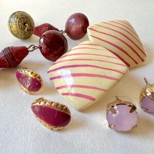 Four Pairs Earrings, Boho, Pink